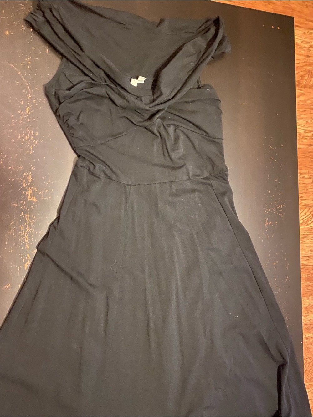 ASOS Black Off the-Shoulder Draped Dress